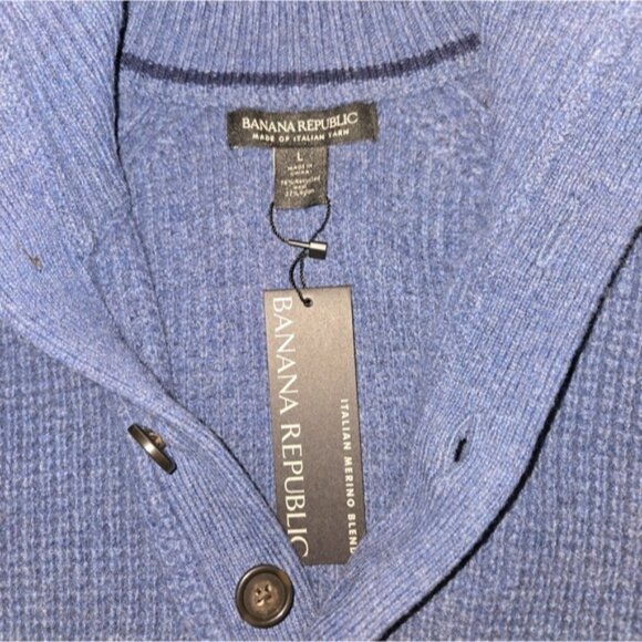 Banana Republic NWT Men's Blue Knit Wool Blend Sweater - Picture 7 of 9